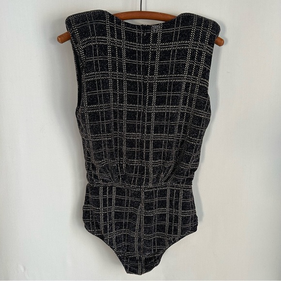 BO.BO Bourgeois Boheme ~Gold Metallic Plaid Bodysuit - Picture 6 of 13